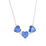 Sterling Silver, Triple Heart Necklace - Kyanite
