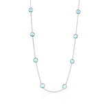 Sterling Silver Bezel-Set 7mm Round Gemstone Station Necklace - Blue Topaz (11.36cttw)
