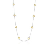 Sterling Silver Bezel-Set 7mm Round Gemstone Station Necklace - Citrine (10.70cttw)
