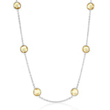 Sterling Silver Bezel-Set 7mm Round Gemstone Station Necklace - Citrine (10.70cttw)