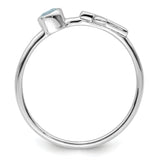 Sterling Silver Rhodium-plated Polished Cross Aquamarine Ring