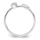 Sterling Silver Rhodium-plated Polished Heart Aquamarine Ring