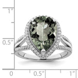 Sterling Silver Rhodium-plated Polished CZ & Black Crystal Ring