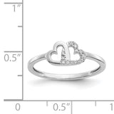 14k White Gold Diamond Double Heart Ring