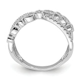14k White Gold Polished Criss Cross Diamond Ring