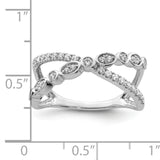 14k White Gold Polished Criss Cross Diamond Ring