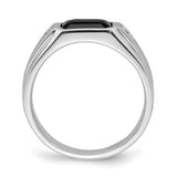 14k White Gold Polished & Satin Onyx & Diamond Mens Ring
