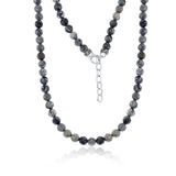 Stainless Steel, 8mm Bead Necklace - Gray Jasper