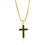 Stainless Steel Studded Cross Necklace - Gold Plated