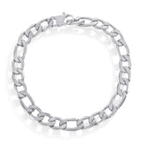 Stainless Steel 8mm Textured Figaro Chain Bracelet