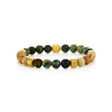 Stainless Steel, 8mm Genuine Bead Bracelet - African Turquoise & Jasper