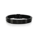 Stainless Steel, Silicone ID Bar Bracelet - Black