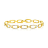 Sterling Silver Open Oval CZ Link Bracelet - Gold Plated