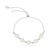 Sterling Silver, FWP & Bead Adjustable Bolo Bracelet
