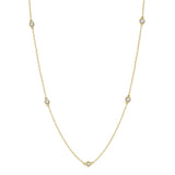 14 Karat Yellow Gold 11 Diamonds = 0.75 Carat IJ, SI@-I1 Station Necklace with Lobster Clasp Adjustable Length 16-18