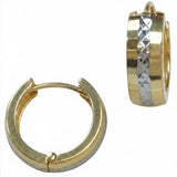 14 Karat Two Toned Textured Hoop Earrings