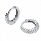14 Karat White Gold Diamond Cut Hoop Earrings