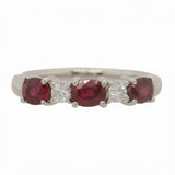 Platinum 3 Rubies=.81 Carat 2D=.09 Carat GH VS-SI  Size 5.25 Band