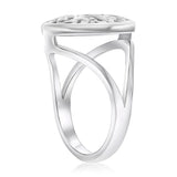 Sterling Silver Round Larimar Filigree Design Ring