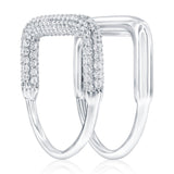 Sterling Silver, Double Band, Polished & Micro Pave CZ Square Style Ring