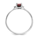 14k White Gold Diamond & Garnet Birthstone Ring