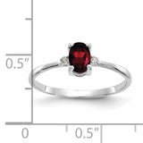 14k White Gold Diamond & Garnet Birthstone Ring
