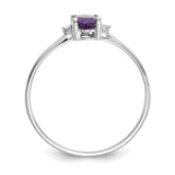 14k White Gold Diamond & Amethyst Birthstone Ring