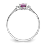 14k White Gold Diamond & Rhodolite Garnet Birthstone Ring