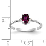 14k White Gold Diamond & Rhodolite Garnet Birthstone Ring