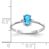14k White Gold Diamond & Blue Topaz Birthstone Ring
