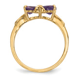14k Gold Polished Amethyst Bow Ring