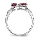 14k White Gold Polished Created Ruby Bow Ring