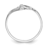 14k White Gold Polished AA Diamond Heart Ring