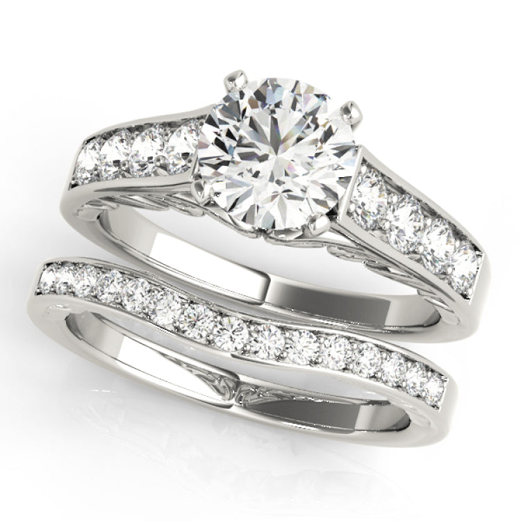 Silver Single Row Engagement Ring Prong Set