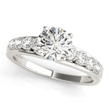 Silver Single Row Engagement Ring Prong Set