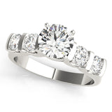 Silver Single Row Engagement Ring Prong Set