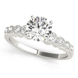 Silver Single Row Engagement Ring Bezel Set