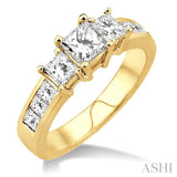 2 Ctw Nine Stone Princess Cut Diamond Engagement Ring in 14K Yellow Gold