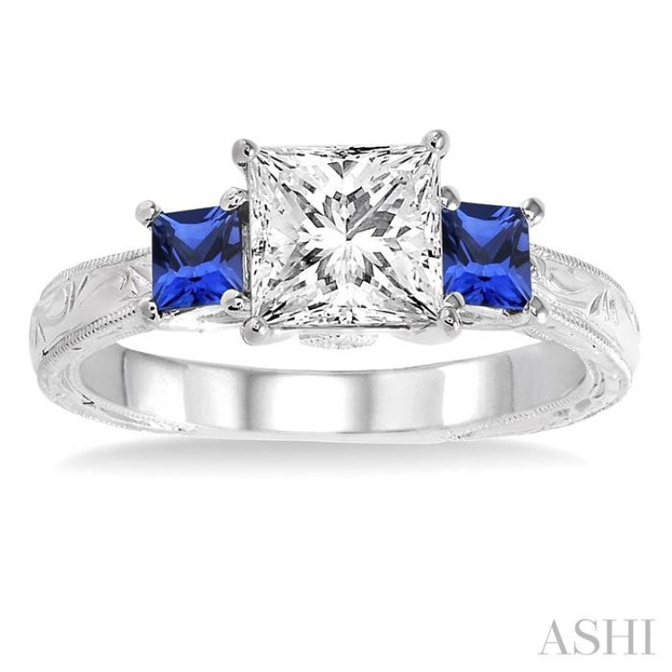 Past Present & Future Semi-Mount Gemstone & Diamond Engagement Ring