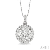 1 Ctw Lovebright Round Cut Diamond Pendant in 14K White Gold with Chain