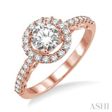 3/4 Ctw Diamond Engagement Ring with 3/8 Ct Round Cut Center Stone in 14K Rose Gold