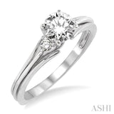 1/3 Ctw Diamond Engagement Ring with 1/3 Ct Round Cut Center Stone in 14K White Gold