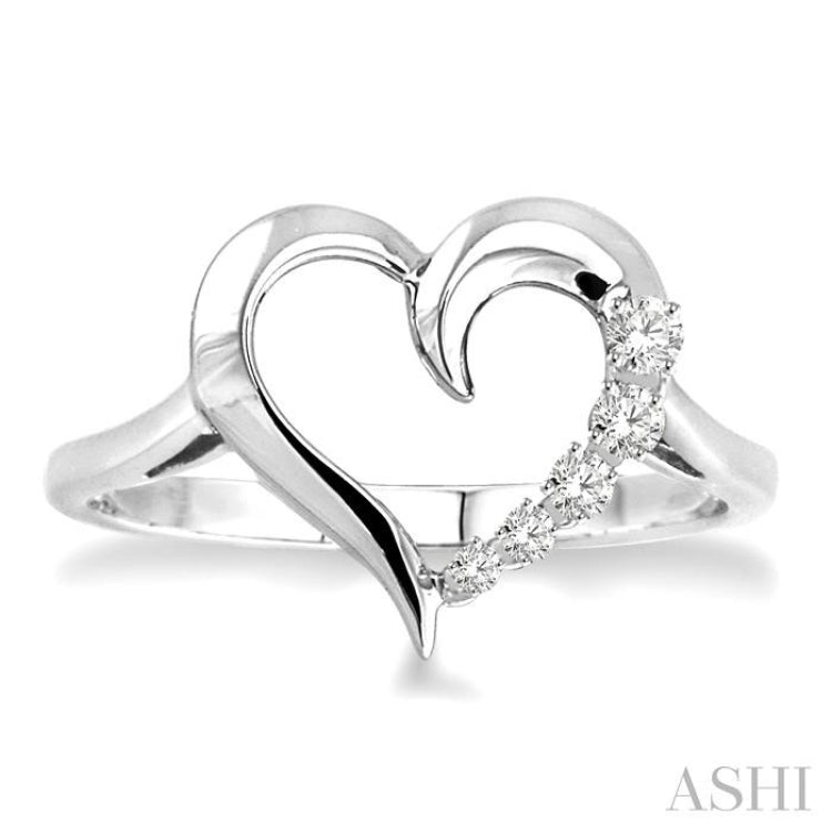 Silver Heart Shape Journey Diamond Fashion Ring