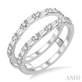 1/2 Ctw Baguette and Round Cut Diamond Insert Ring in 14K White Gold