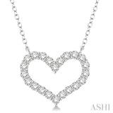 1 1/2 Ctw Round Cut Diamond Heart Necklace in 14K white Gold