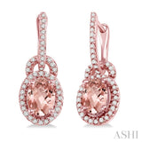 Oval Shape Gemstone & Diamond Earrings