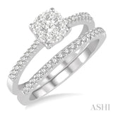1/2 Ctw Round Cut Diamond Lovebright Bridal Set with 3/8 Ctw Engagement Ring and 1/6 Ctw Wedding Band in 14K White Gold