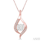 1/5 Ctw Curved Lovebright Round Cut Diamond Pendant in 14K Rose and White Gold with chain