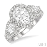 1 1/2 Ctw Pear Shape Diamond Engagement Ring in 14K White Gold