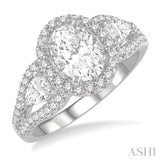 Oval Shape 3 Stone Diamond Engagement Ring
